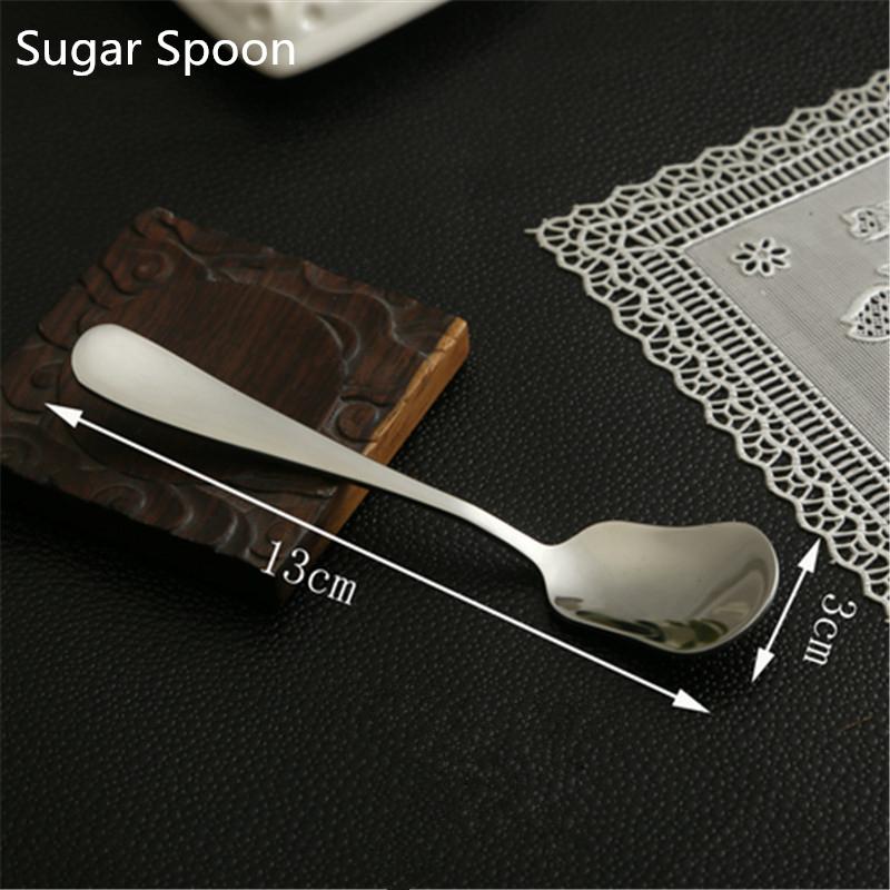 1Pc Stainless Steel Sugar Spoon Dessert Coffee Spoon Kitchen Restaurant Dinner Tableware