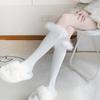 Japanese JK Fluffy Calf Socks, Women’s Thick Warm Mid-Calf, White Ruffle, Autumn/Winter Cotton Christmas Boot Socks.