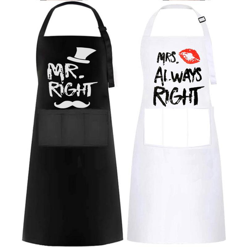 Couple personalized waterproof and anti-fouling kitchen garden barbecue printed waterproof apron