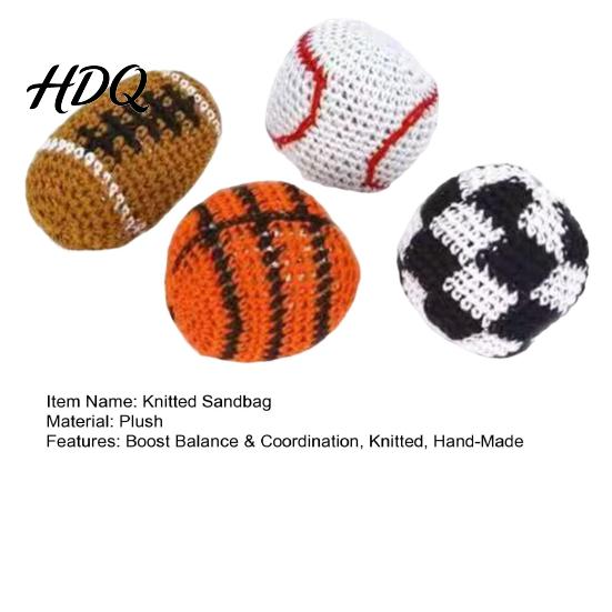 Motor Skills Development Toy 4Pcs Hand-Made Knitted Footbag Set Colorful Crochet for Adults & Beginners Balance Training Football Bag Juggling Balls