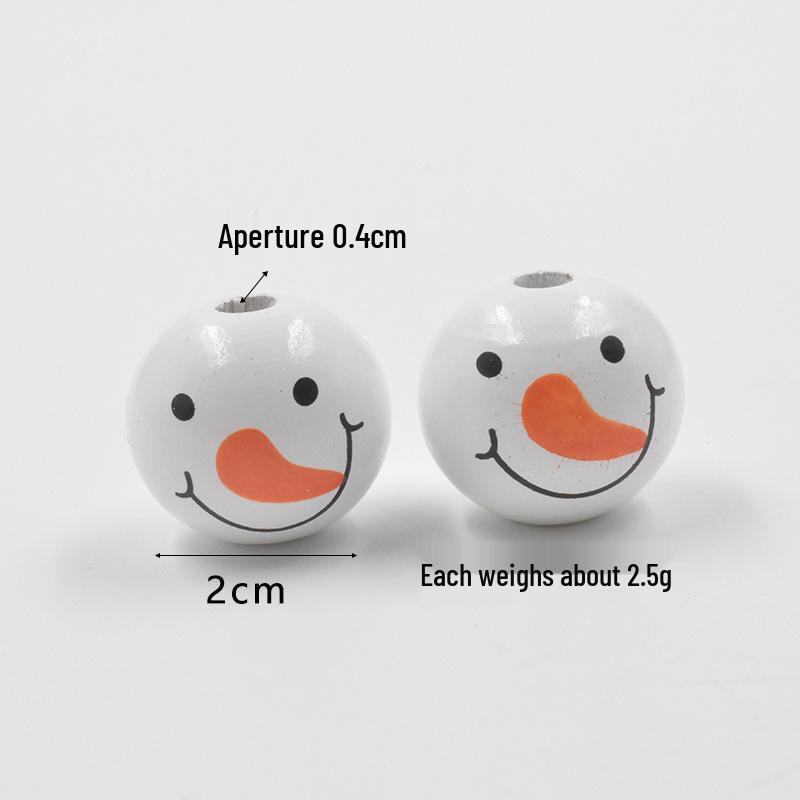 DIY Christmas 20MM Snowman Wooden Beads - White Head & Belly, Loose Handmade Accessories