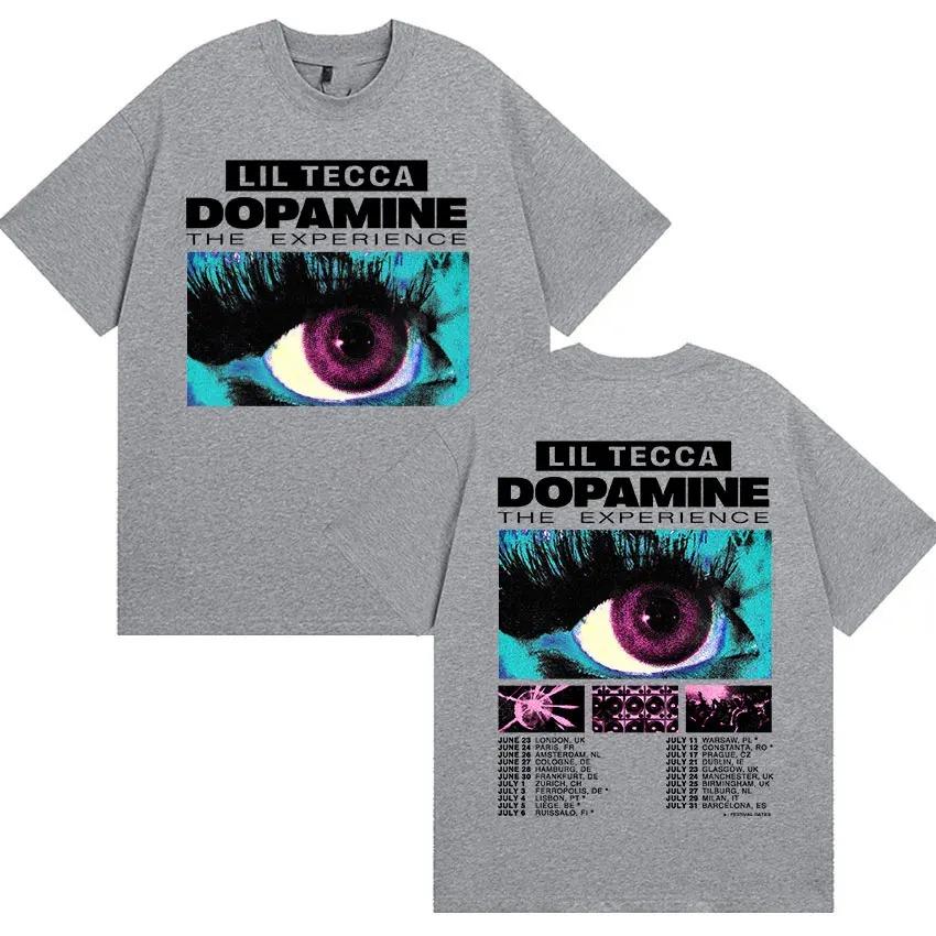 Rapper Lil Tecca Dopamne The Experience Tour 2026 Magliette Grafiche Uomo Moda Hip Hop Cotone Manica Corta T-shirt Streetwear
