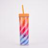 Tie-Dye Straw Cup 24Oz Double-Layer Plastic Water Cup Can Be Customized Creative Paper Card Diy