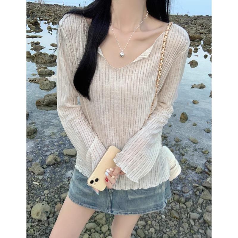 Sunscreen Clothes Women's Long Sleeved Loose T-shirt Top