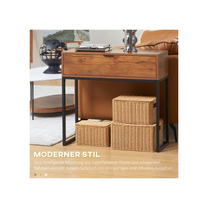 Table console - MUVOE - 80x30x76 cm - Acier - Couleur naturelle - Design industriel