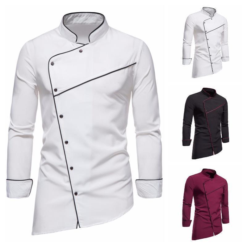 Men's 2025 Solid Color Stand Collar Long Sleeve Plus Size Formal/Casual Shirt, European Fit.
