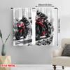 2pcs,2D Plane Printing Creative Curtains Red Riders Versatile Polyester Fabric (without Rod) Decorations Inside Ldeal for Living