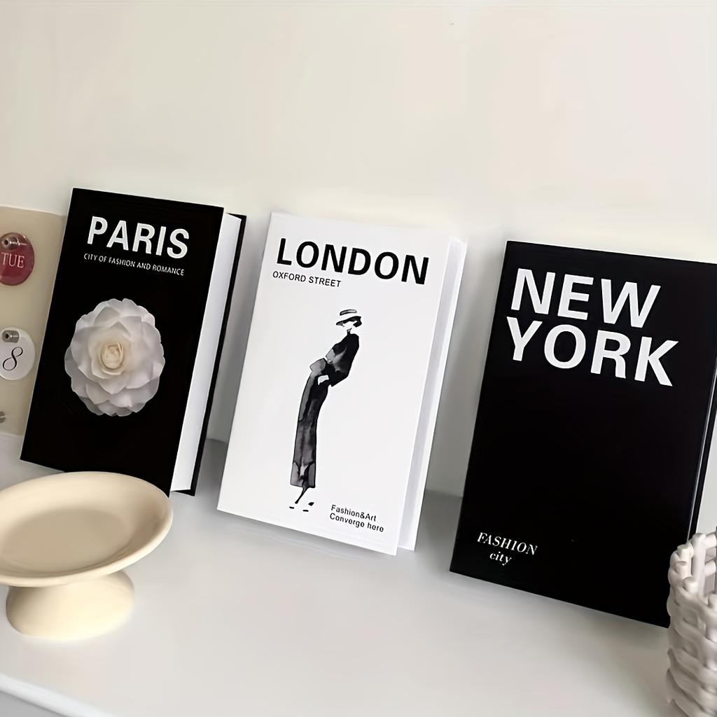 3er-Set Hardcover-Bücher im Faux-Look – Papiermaterial, schicke Wohndekoration für Wohnzimmer und Schlafzimmer, moderne dekorative Buchornamente,