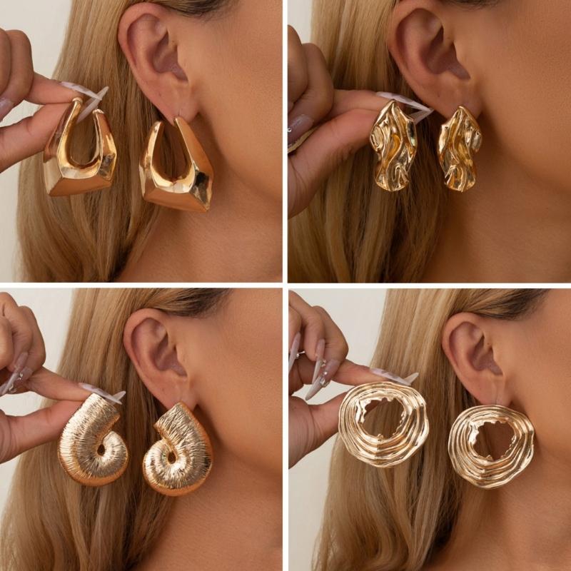 Trendy Alloy Studs Earrings with Distinctive Geometric Pattern Perfect for Women Who Love Statement Jewelry