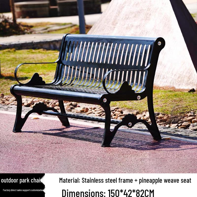 Stainless Steel & Solid Wood Outdoor Anti-Corrosion Park Bench for Garden or Courtyard Use