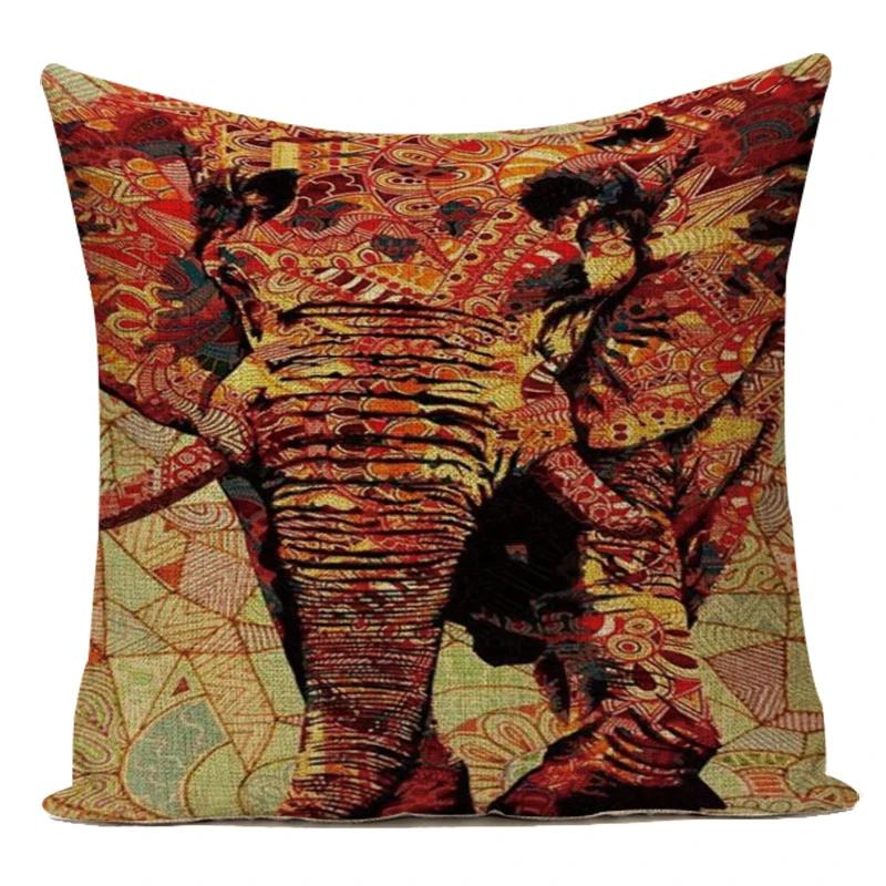 Vintage Style African 3D Animals Elephant Decorative Pillows Case Polyester Sofa Cushion Cover For Living Room Decoration