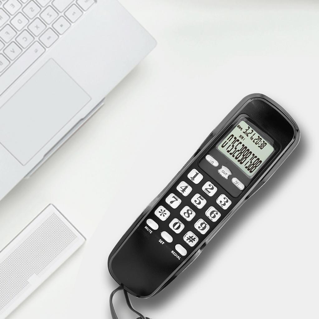 Mini Wall Telephone Home Office Hotel Incoming Caller ID LCD Display Landline Phone