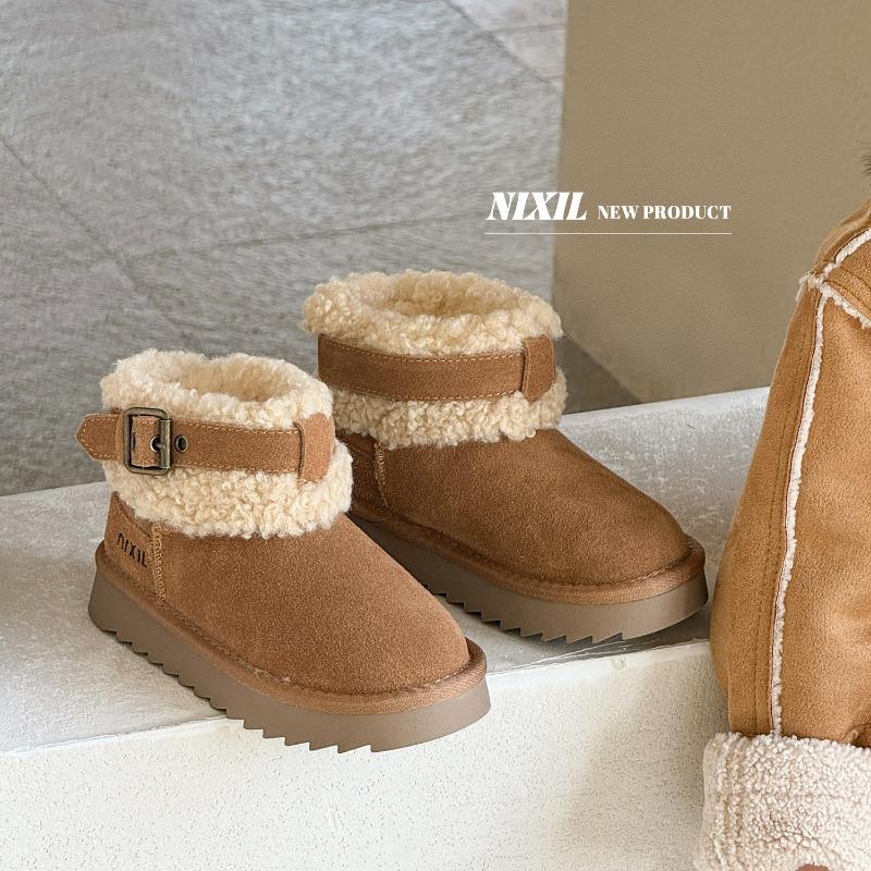 Winter new girls snow boots frosted cotton boots fashion goat cake wool children's warm boots
