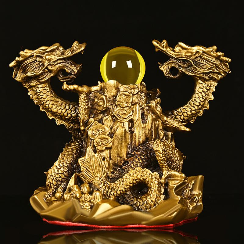 Bronze Auspicious Gold Wood Water Fire Earth Living Room Craft Zodiac Five Elements God Dragon