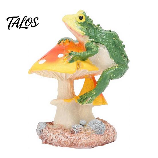 Atmospheric Micro Landscape Decorations Resin Frog on Mushrooms Figurine, DIY Bonsai Ornament, Realistic Statues for Indoor Plants Waterproof
