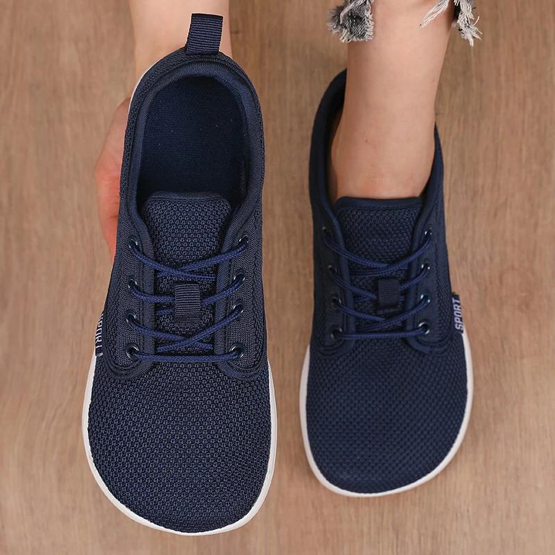 Womens Minimalist Walking Sneakers Shoes Wide Toe Barefoot Casual Wide Last Canvas Black Flat Board Shoes Breathable Mesh Shoes