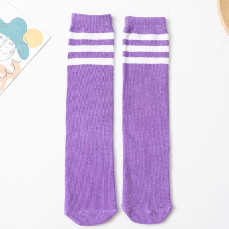 Kids Candy Colored Striped Cotton Knee High Socks Boys Girls Long Tube School Sports Socks