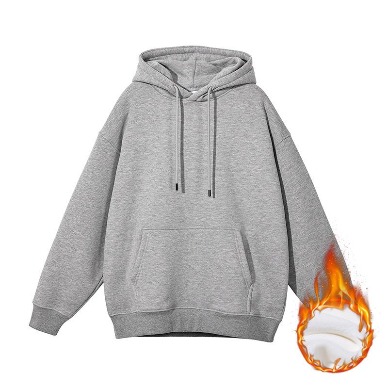 Unisex Heavyweight Hoodie: Solid Color American Street Style for Autumn/Winter