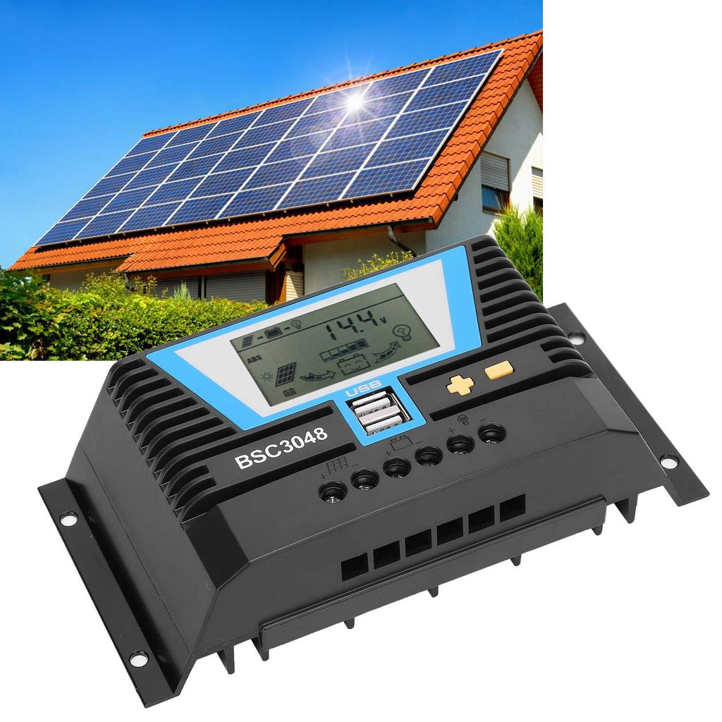 Acogedor Solar Charge Controller 40A, Adjustable Solar Panel Charge Controller 12V/24V/36V/48V, Intelligent Recognition, for Various Batteries.