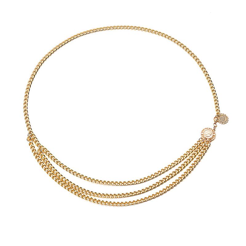 Fashion Multi-Layer Chain Belt  New For Women Gold Silver Color Metal High Waist Body Chain Dress Lady Tassel Belt