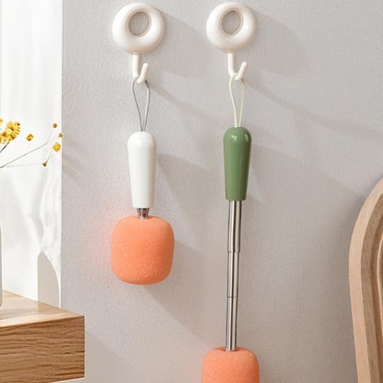 Spazzola Pulizia Portatile con Manico Estraibile Pulitore All-in-one per Bottiglie e Tazze Spugna Pulente per Contenitori Profondi
