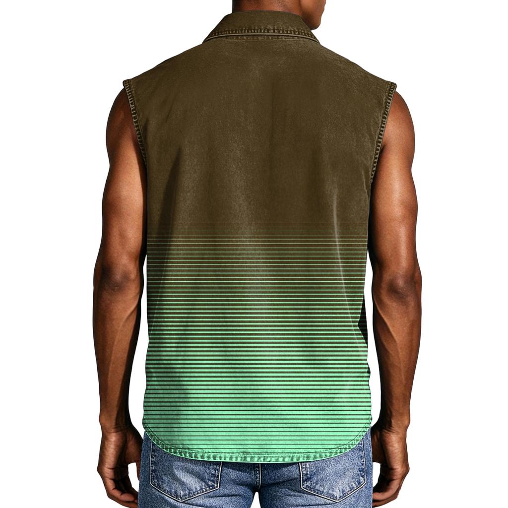 Men's Casual Pocket Button Collar Sleeveless Vest