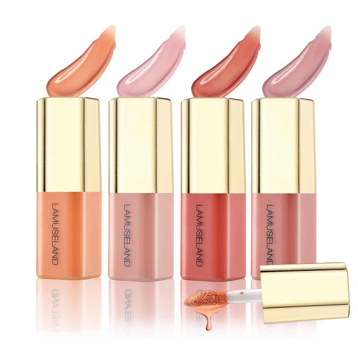 

Wimode 4-Color Liquid Blush Mini Natural Cosmetics Korean Makeup Blush with Glossy Finish, Long-Lasting