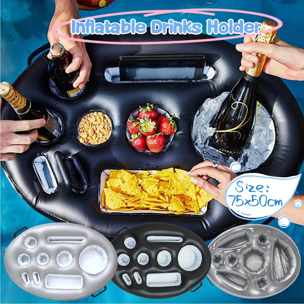 Inflatable Drinks Holder Pool Beer Drinks Holder Multifunctional Floating Cup Holder PVC Blow Up Cup Coasters for Beach Time Spa