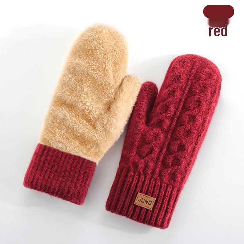 Sıcak Kış Çift Katmanlı Polar Astarlı Örgü Binicilik Eldivenleri