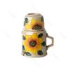 Exquisite Hand Painted Flowers Ceramic Cup Creative with Lid Mugs Set Home Desktop Large Capacity Water Cups Unique Gifts