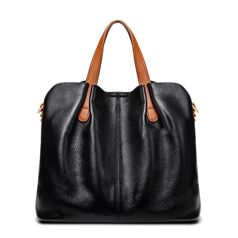 Ladies Cowhide Luxury Fashi Crossbody Bags Women’s Cow Leather Large Capacity Shoulder Bag Female Casual Commute Handbags New