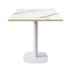 Table - Round - 70 X 70 Cm - White Marble - Brass Edges - Easy Assembly