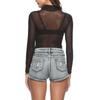 Women's Summer Sexy Ultra-thin Mesh Elastic Tight Long-sleeved Half-high Collar Bottoming Shirt