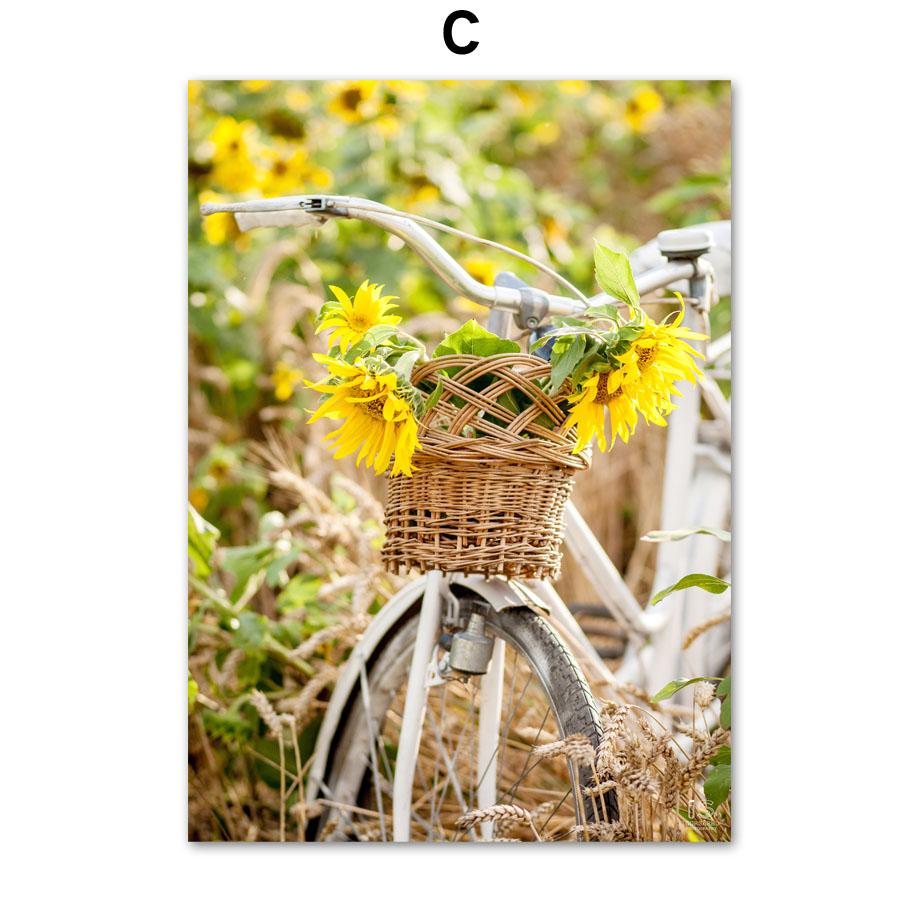 Spring Sunflower Idyllic Lake Landscape Posters And Prints Canvas Painting Nordic Wall Art Pictures For Living Room Home Decor