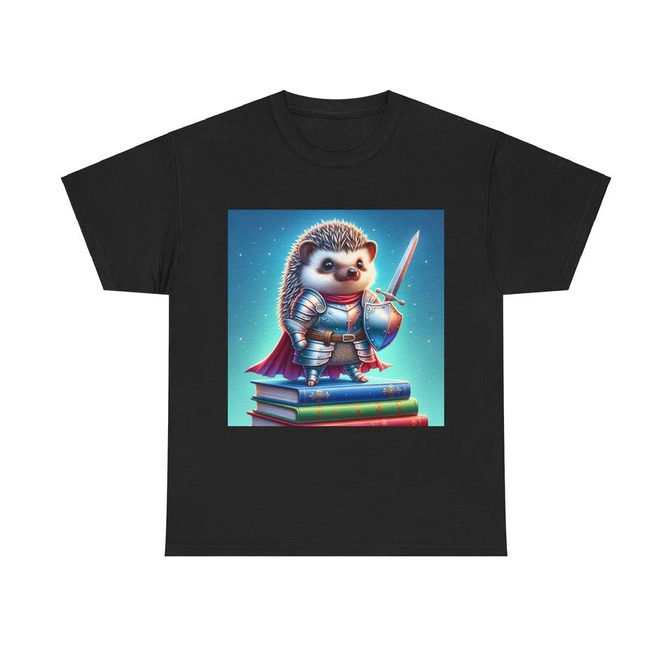 Unisex Adult T Shirt Hedgehog Knight Illustration Cute Adventure M