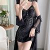Sexy Pajamas Women's Burnt Golden Velvet New Suspender Nightdress Pure Desire Wind Integrated Chest Pad Beautiful Back Lace Loungewear
