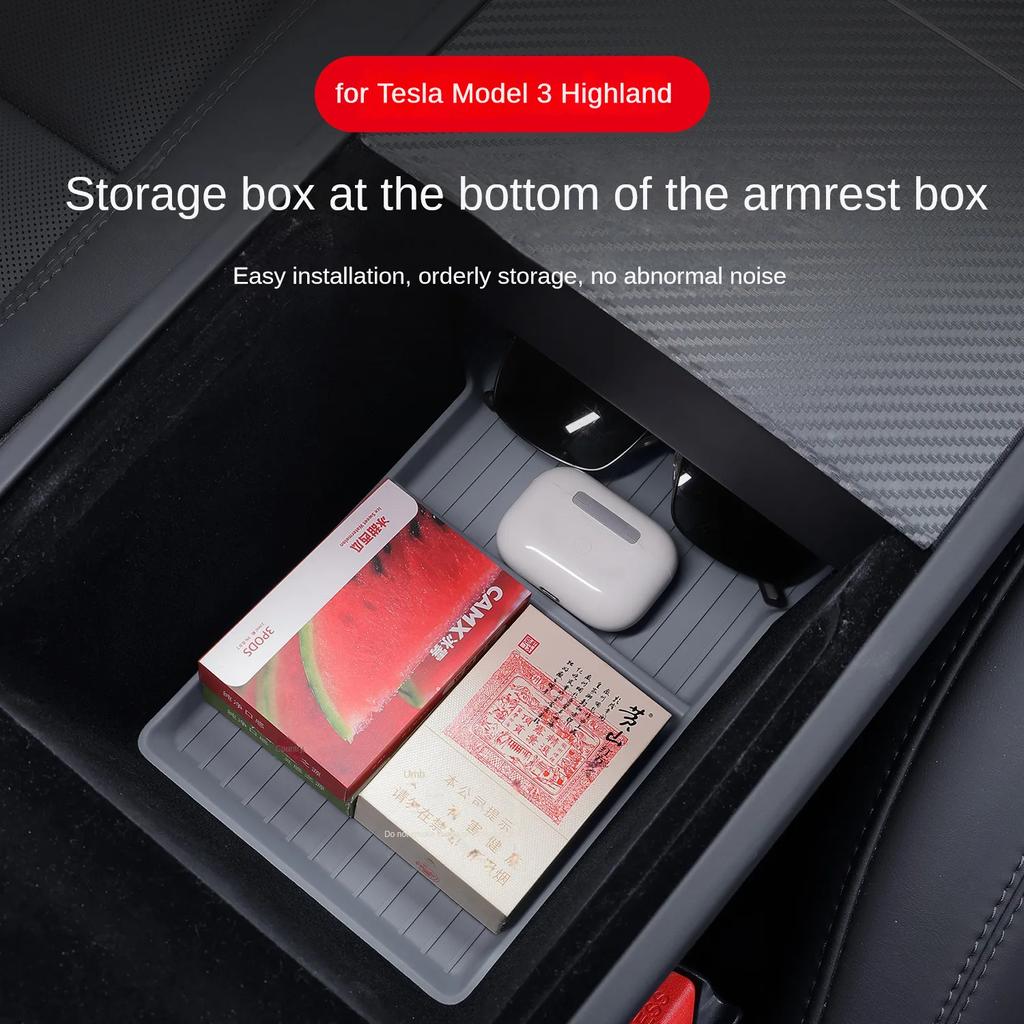 For Tesla Model Y Yl Juniper Center Console Storage Tray Armrest Box Organizer Box Tesla Model 3 Highland Accessories