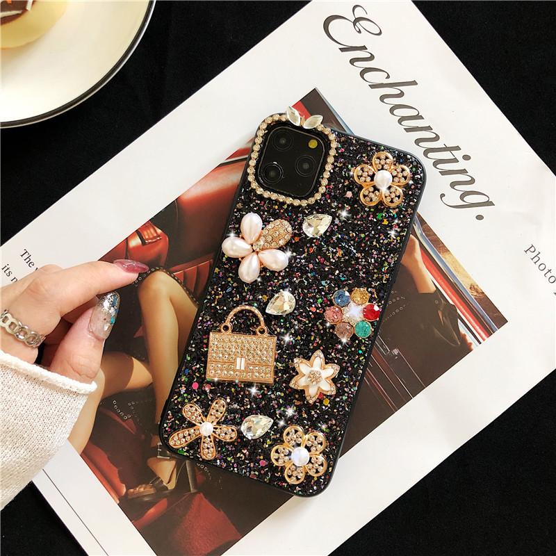 For Apple 16Promax Phone Case for IPhone15plus Glitter 17Pro Flower 13 Wallet Rhinestones