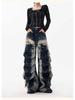 Retro Women's Wide-Leg Multi-Pocket Workwear Jeans