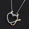 Necklace Hollow-out Love Heart Devil Horns and Tail Double Colors Pendant