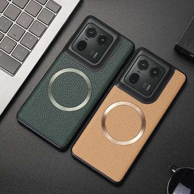 כיסוי מגנטי יוקרתי מעור PU למכשיר Motorola Edge 50 Pro Fusion X50 Ultra Edge 40 Neo 5g, כיסוי Magsafe עם מסגרת סיליקון צבעונית, כיסוי הגנה מלא