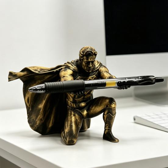 3D Printed Superman Pen Holder Desk Accessories Creative Pen Display Stand Funny Pen Pencil Holder Stand for Home Office Decor