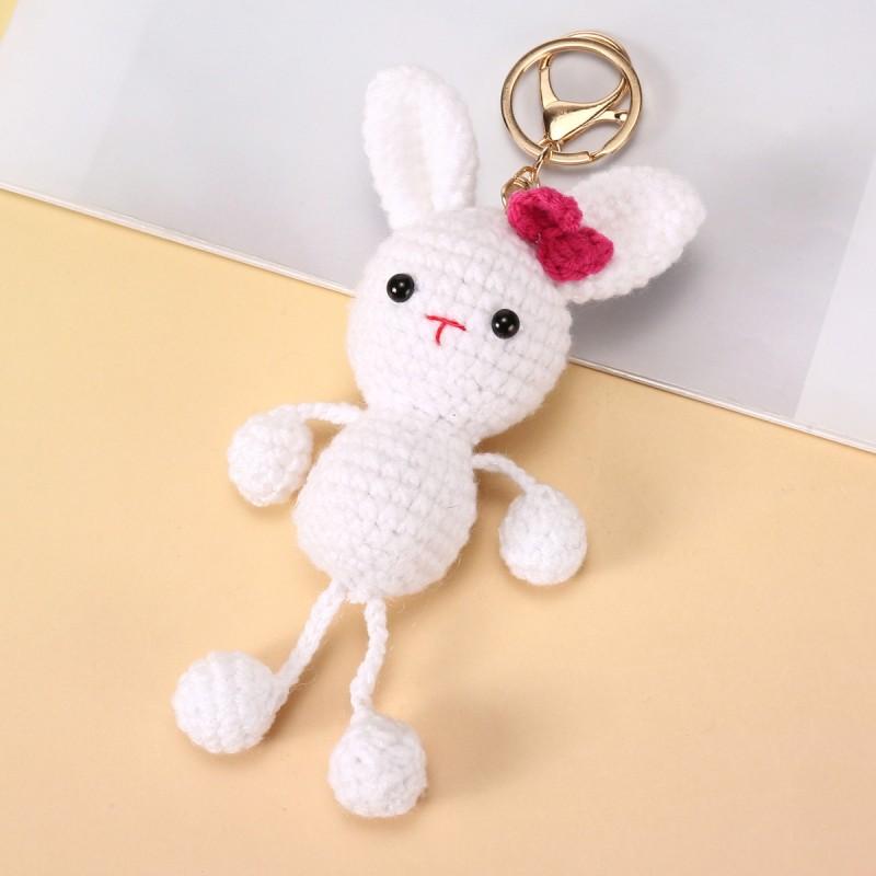 Funny Animal Doll Series Knitted Keychain For Bag Pendant Cute Animal Design Crochet Keychain Handmake Gifts Custom Accessories