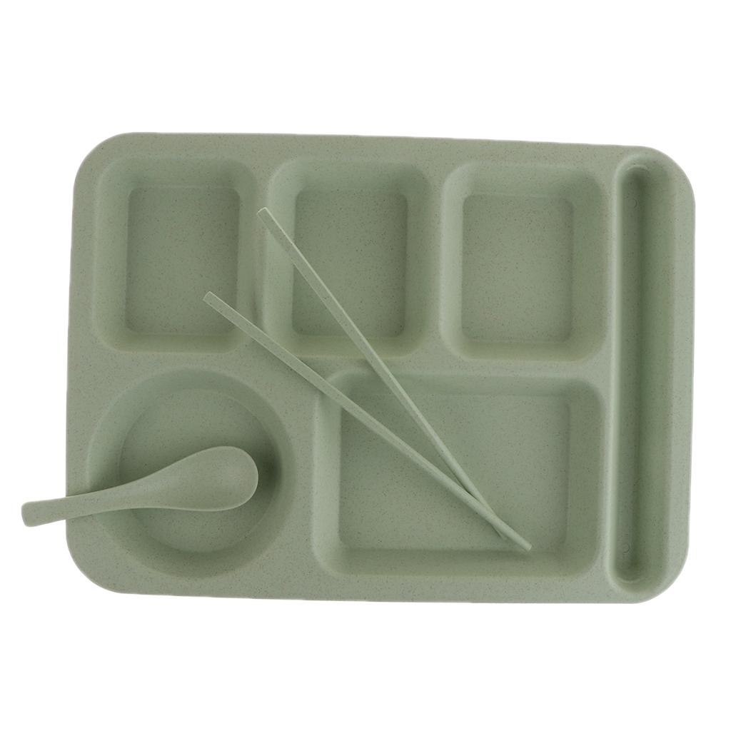 Dinner Plate Straw Lunch Snacks Dish Spoon Chopsticks Set