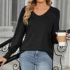 Damen Oberteile Langarmshirt V-Ausschnitt Lässiges Lockeres T-Shirt Tops