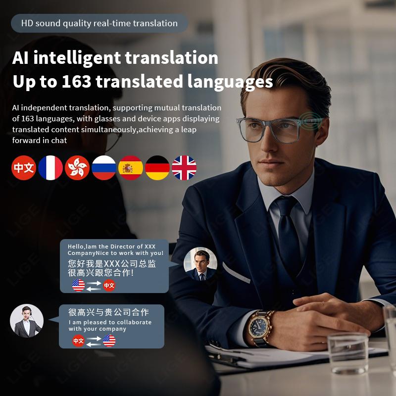 Smart Glasses Wireless Bluetooth Call Sunglasses Built-In Mic Speakers Touch Voice Assistant Intelnt Translation Glass