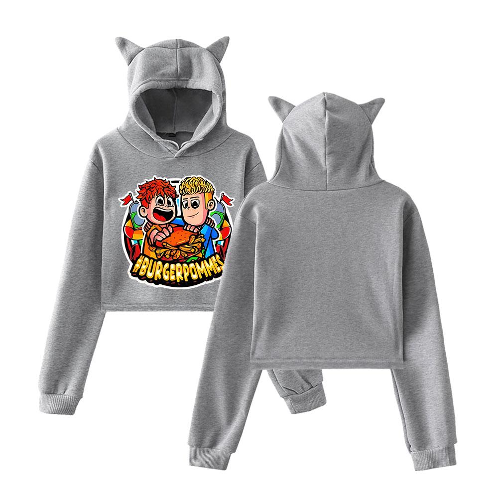 Short Hoodies Women Icrimax Burgerpommes Printed Lady Sweatshirt Tracksuit Long Sleeve Female Cropped Top Fashion Korean Clothes Harajuku
