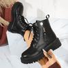 Thick-soled heightening Martin boots women's new winter lace-up with skirt trendy large-size short boots