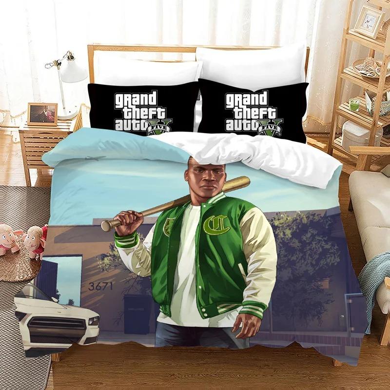 Exquisite Game GTA V printed Bedding Set Duvet Cover Set 2/3pcs For Boys girls Adult Bedroom Decoration Single Twin Full size