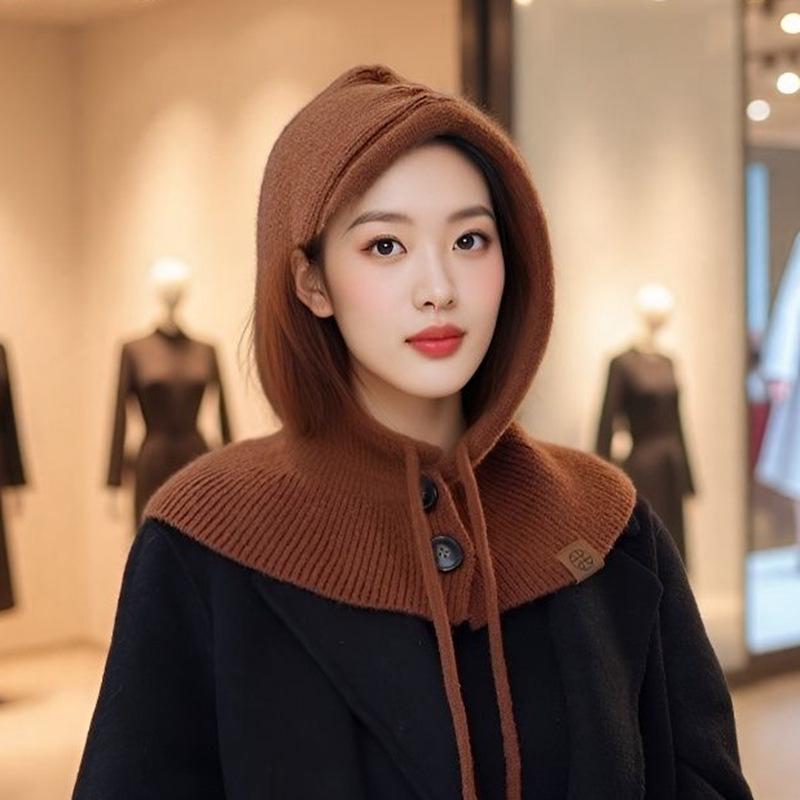 Women's Autumn & Winter Knit Hat and Scarf Set – Hooded, Warm, Ear & Cold Protection